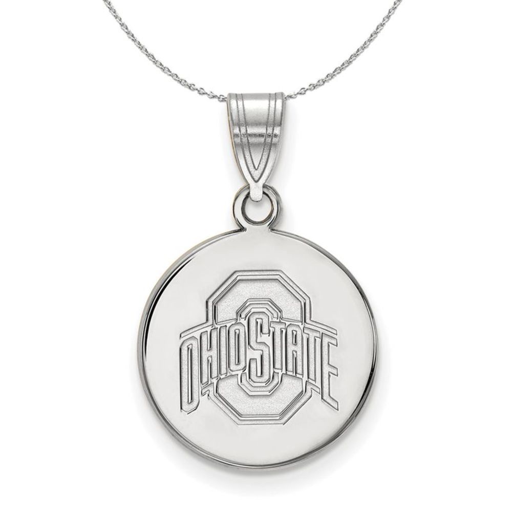 Sterling Silver Ohio State Medium Disc Necklace - 20 Inch